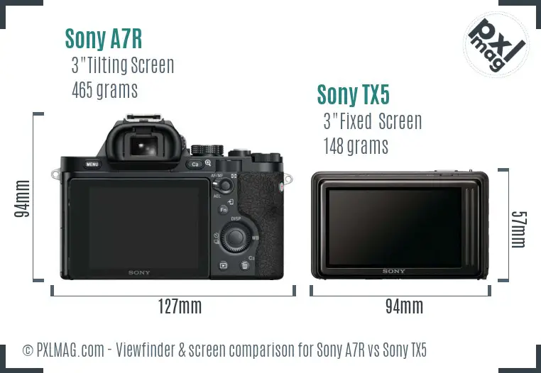 Sony A7R vs Sony TX5 Screen and Viewfinder comparison