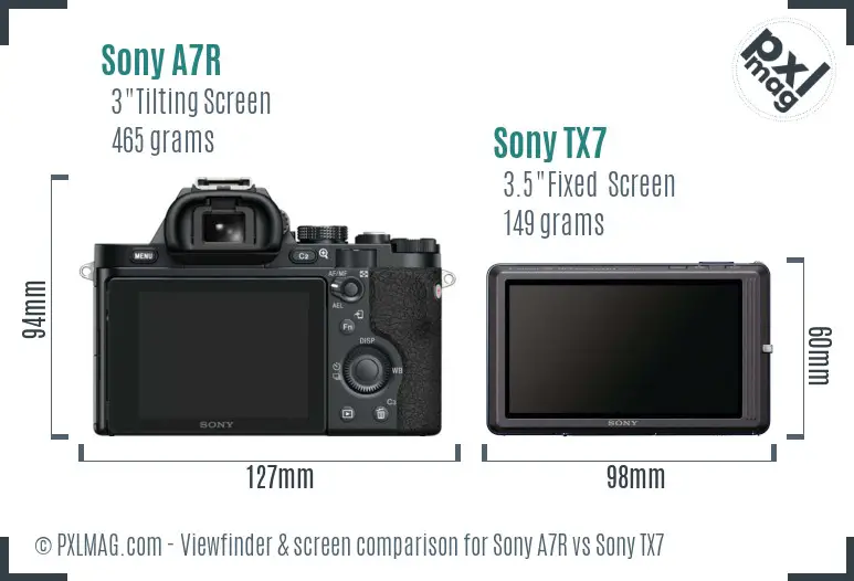 Sony A7R vs Sony TX7 Screen and Viewfinder comparison