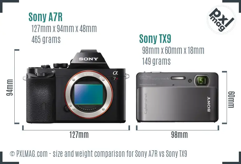 Sony A7R vs Sony TX9 size comparison