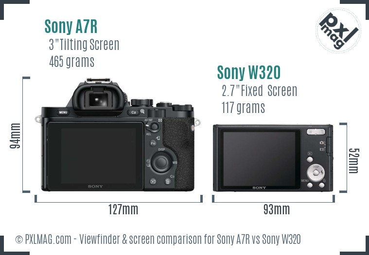 Sony A7R vs Sony W320 Screen and Viewfinder comparison