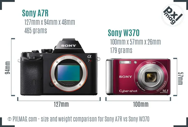 Sony A7R vs Sony W370 size comparison
