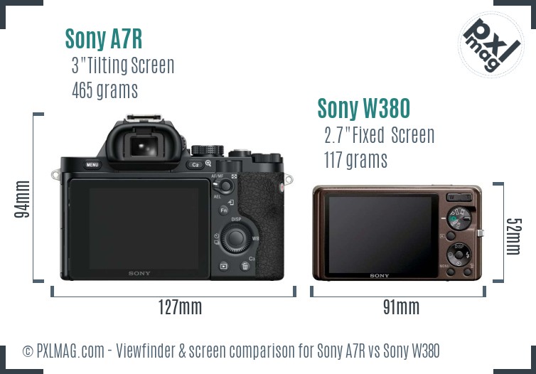 Sony A7R vs Sony W380 Screen and Viewfinder comparison