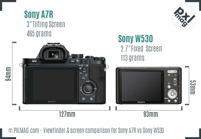 Sony A7R vs Sony W530 Screen and Viewfinder comparison