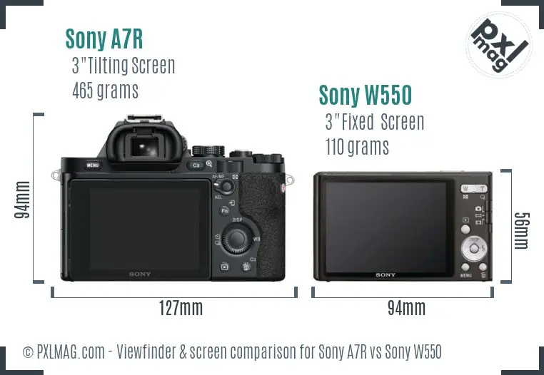 Sony A7R vs Sony W550 Screen and Viewfinder comparison