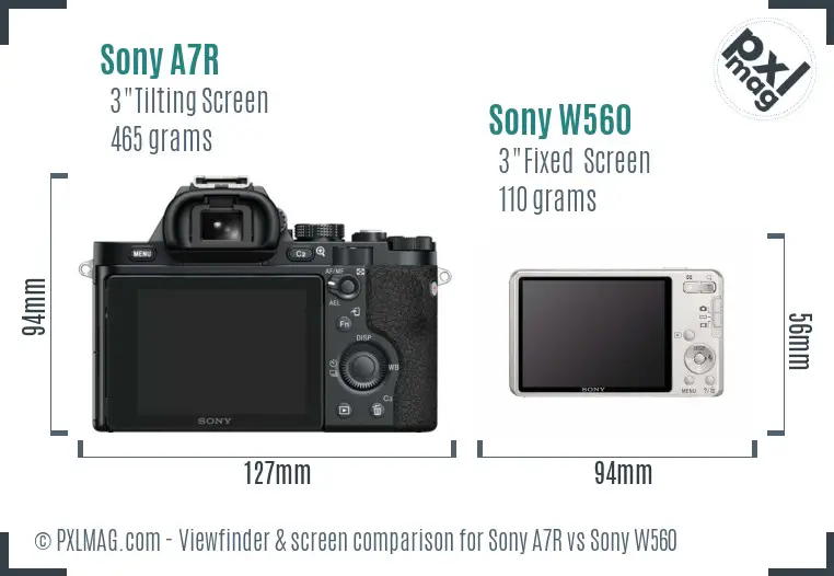 Sony A7R vs Sony W560 Screen and Viewfinder comparison