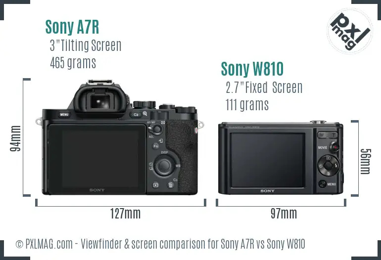 Sony A7R vs Sony W810 Screen and Viewfinder comparison