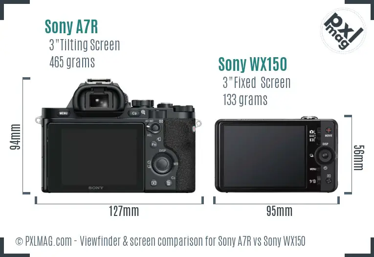 Sony A7R vs Sony WX150 Screen and Viewfinder comparison