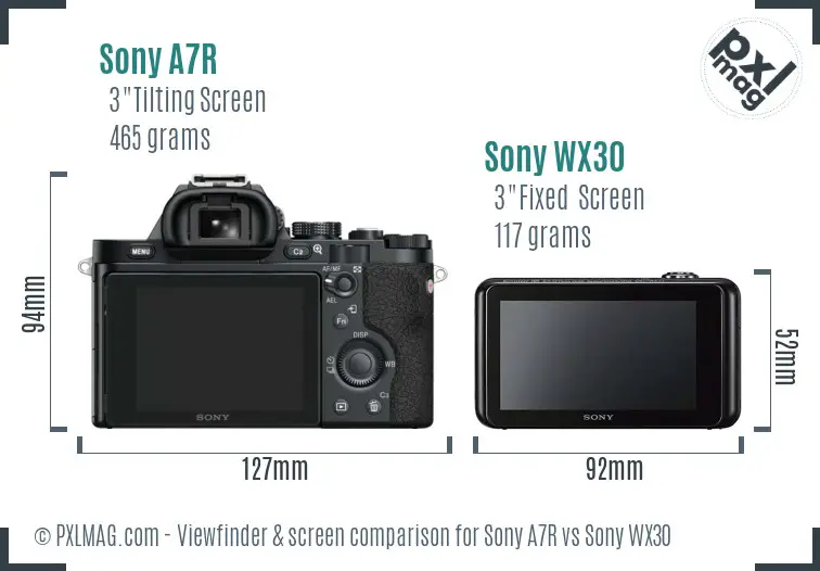 Sony A7R vs Sony WX30 Screen and Viewfinder comparison