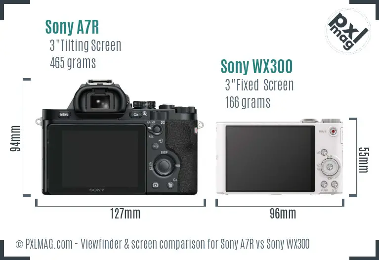 Sony A7R vs Sony WX300 Screen and Viewfinder comparison Sony A7R vs Sony WX300 Screen and Viewfinder comparison