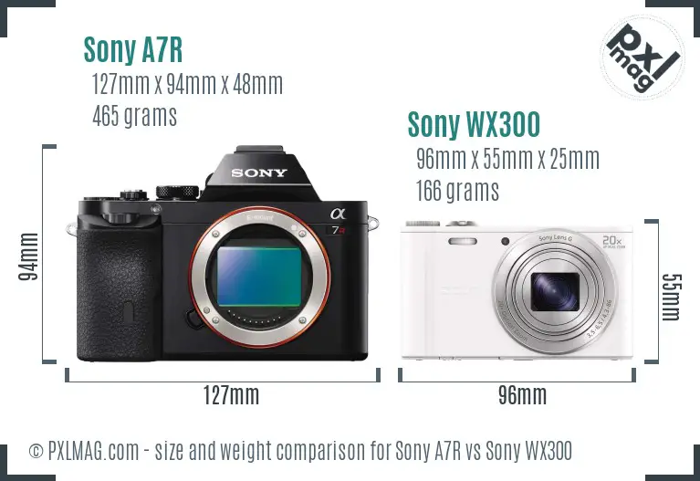 Sony A7R vs Sony WX300 size comparison Sony A7R vs Sony WX300 size comparison