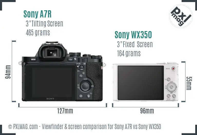 Sony A7R vs Sony WX350 Screen and Viewfinder comparison