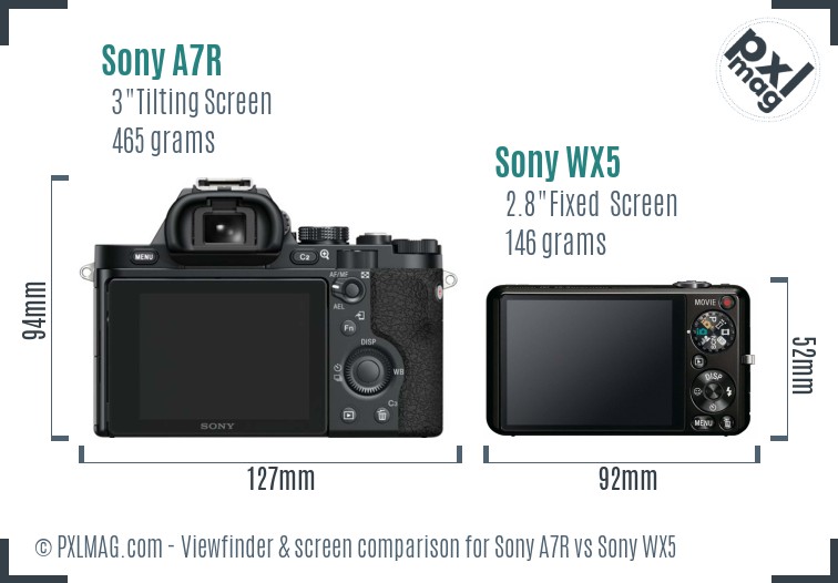 Sony A7R vs Sony WX5 Screen and Viewfinder comparison