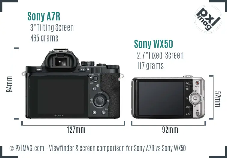 Sony A7R vs Sony WX50 Screen and Viewfinder comparison