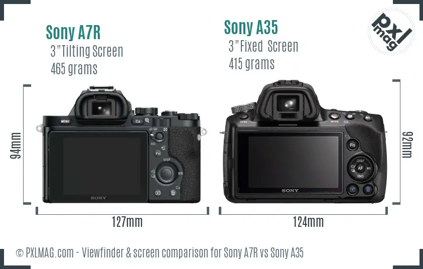 Sony A7R vs Sony A35 Screen and Viewfinder comparison