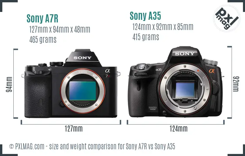 Sony A7R vs Sony A35 size comparison