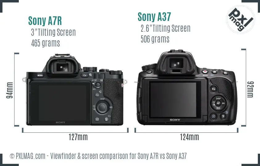 Sony A7R vs Sony A37 Screen and Viewfinder comparison