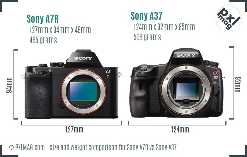 Sony A7R vs Sony A37 size comparison