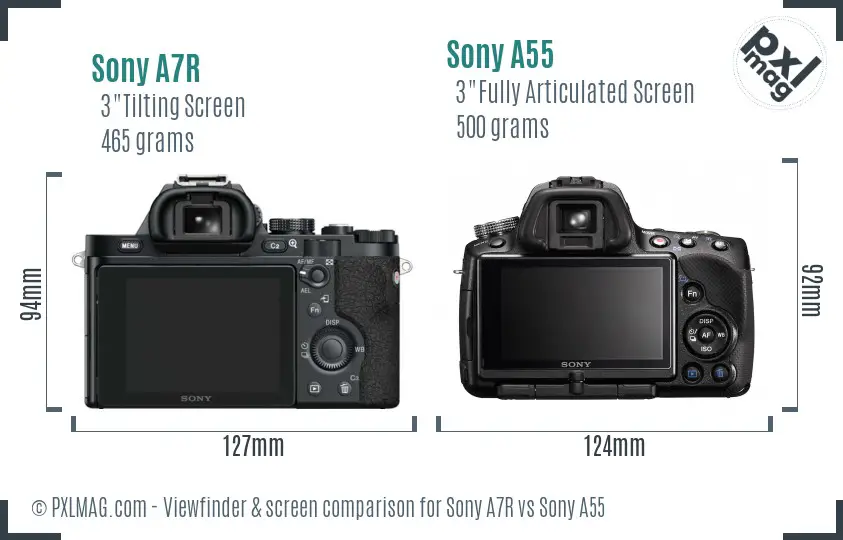 Sony A7R vs Sony A55 Screen and Viewfinder comparison