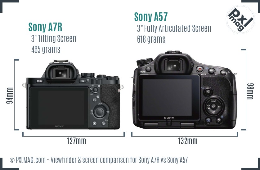 Sony A7R vs Sony A57 Screen and Viewfinder comparison