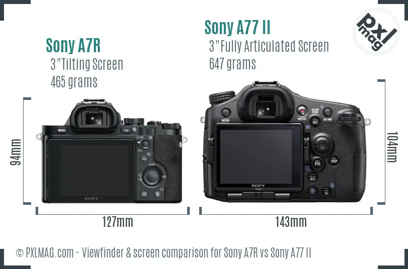 Sony A7R vs Sony A77 II Screen and Viewfinder comparison