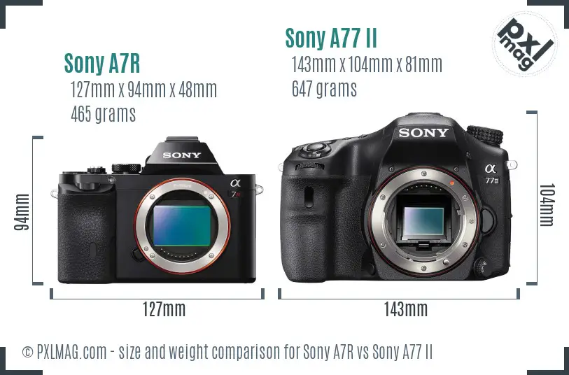 Sony A7R vs Sony A77 II size comparison