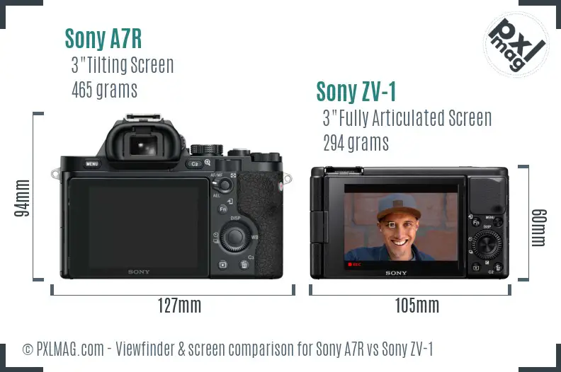 Sony A7R vs Sony ZV-1 Screen and Viewfinder comparison