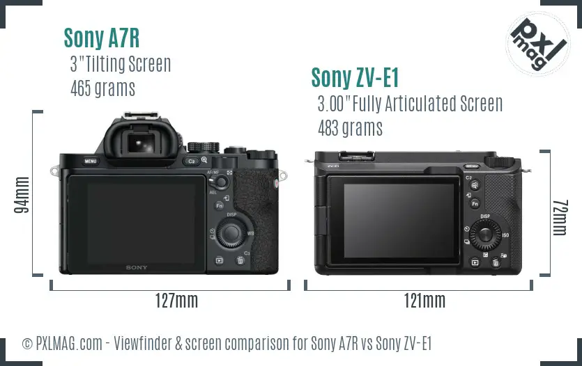 Sony A7R vs Sony ZV-E1 Screen and Viewfinder comparison