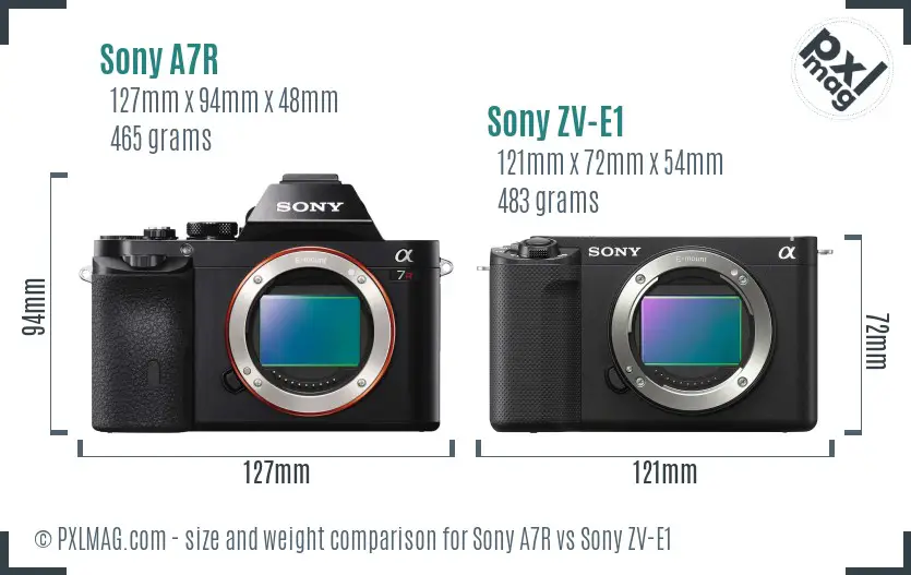 Sony A7R vs Sony ZV-E1 size comparison