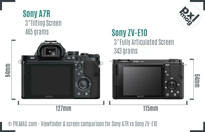 Sony A7R vs Sony ZV-E10 Screen and Viewfinder comparison