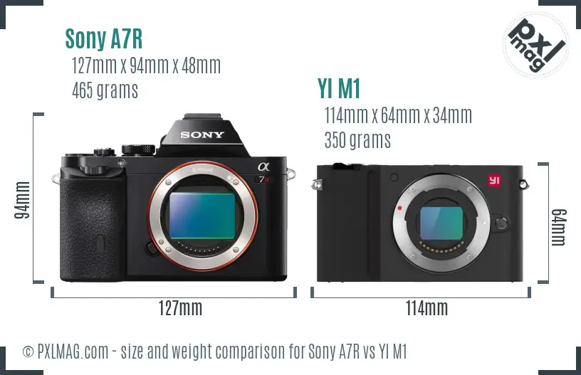 Sony A7R vs YI M1 size comparison