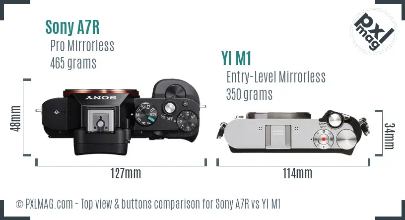 Sony A7R vs YI M1 top view buttons comparison