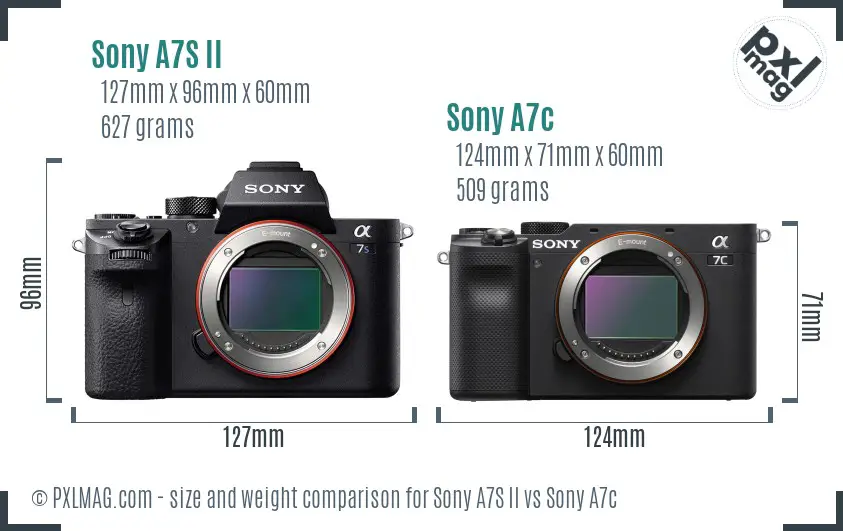 Sony A7S II vs Sony A7c size comparison