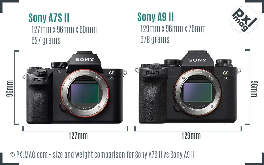Sony A7S II vs Sony A9 II size comparison
