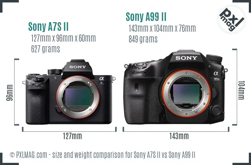 Sony A7S II vs Sony A99 II size comparison