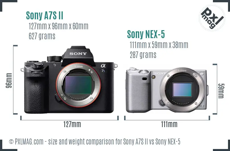 Sony A7S II vs Sony NEX-5 size comparison