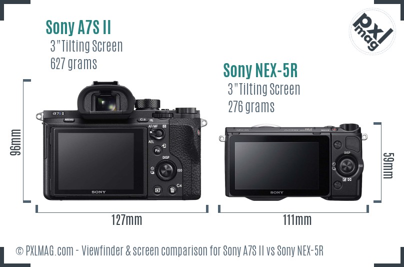 Sony A7S II vs Sony NEX-5R Screen and Viewfinder comparison