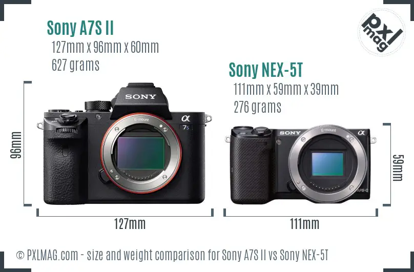 Sony A7S II vs Sony NEX-5T size comparison