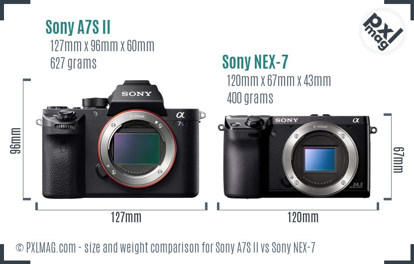 Sony A7S II vs Sony NEX-7 size comparison Sony A7S II vs Sony NEX-7 size comparison