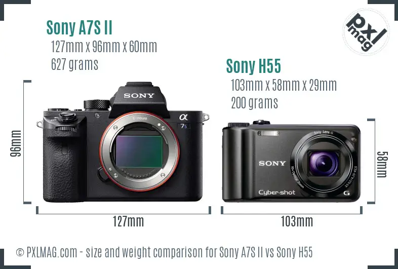 Sony A7S II vs Sony H55 size comparison