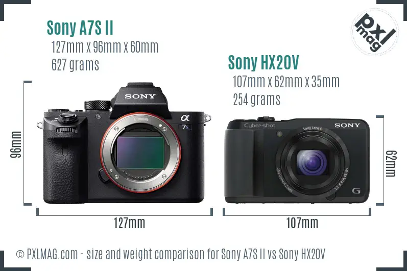 Sony A7S II vs Sony HX20V size comparison