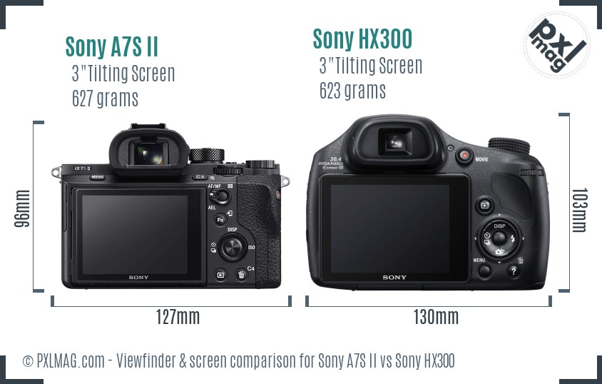 Sony A7S II vs Sony HX300 Screen and Viewfinder comparison