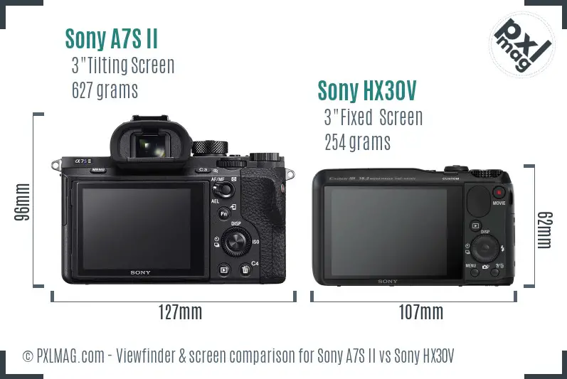 Sony A7S II vs Sony HX30V Screen and Viewfinder comparison Sony A7S II vs Sony HX30V Screen and Viewfinder comparison