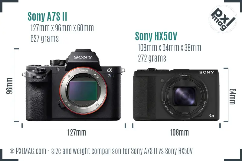 Sony A7S II vs Sony HX50V size comparison