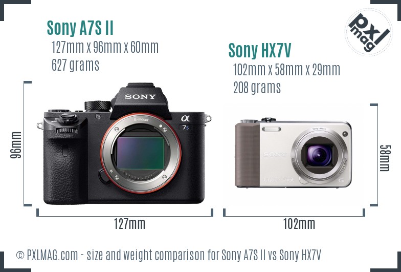 Sony A7S II vs Sony HX7V size comparison Sony A7S II vs Sony HX7V size comparison