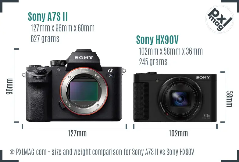 Sony A7S II vs Sony HX90V size comparison