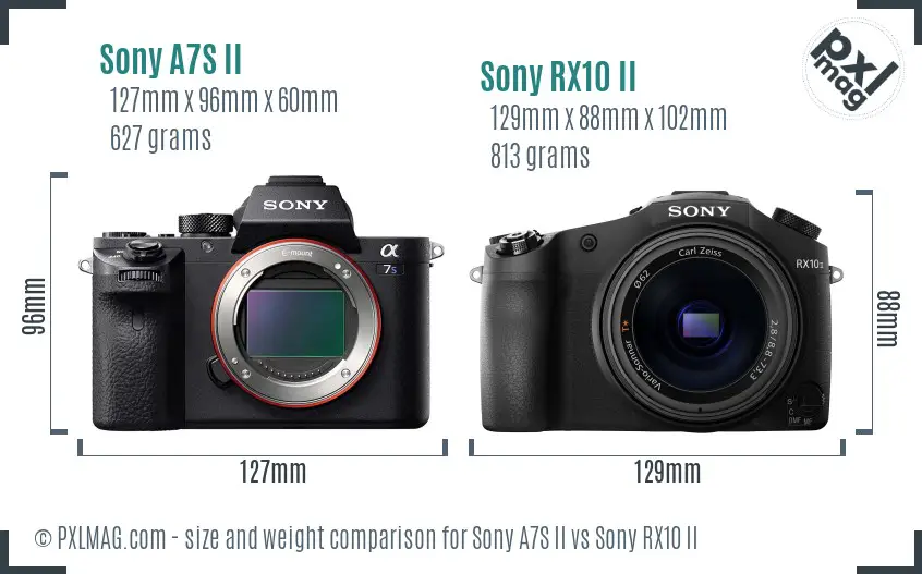 Sony A7S II vs Sony RX10 II size comparison