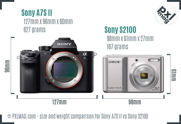 Sony A7S II vs Sony S2100 size comparison