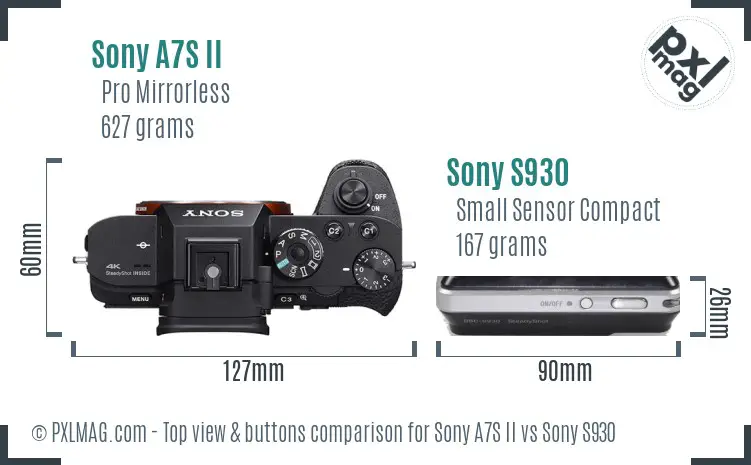Sony A7S II vs Sony S930 top view buttons comparison