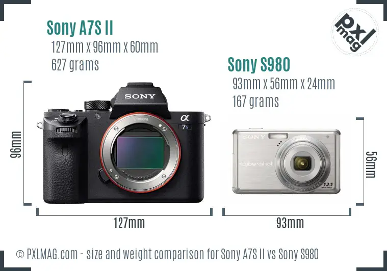 Sony A7S II vs Sony S980 size comparison