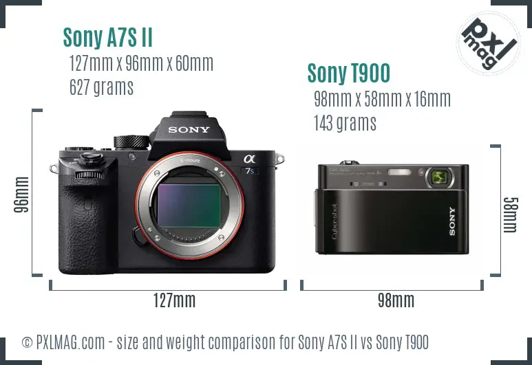 Sony A7S II vs Sony T900 size comparison